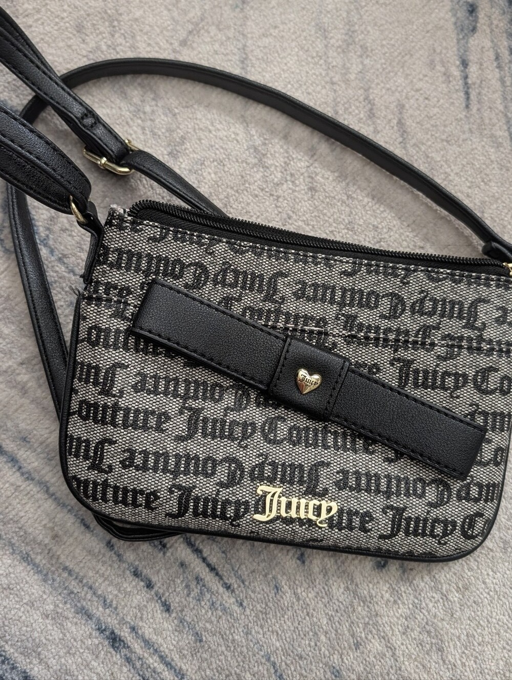 Juicy Couture Black and Beige Logo Crossbody Bag